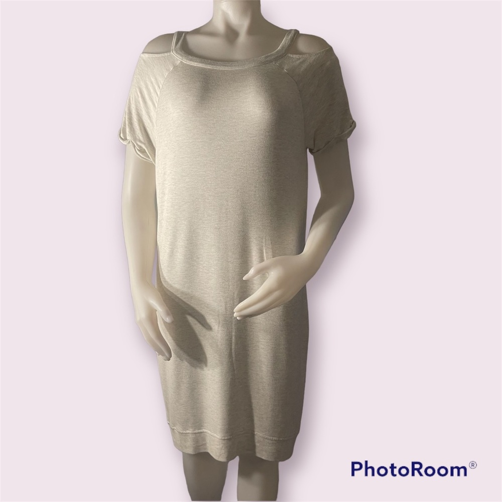 Athleta Shala Dress Medium Tall Cream Cold Shoulder MT